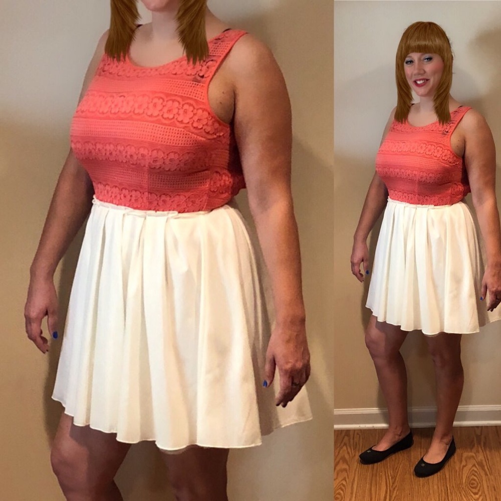 Coral and white dress